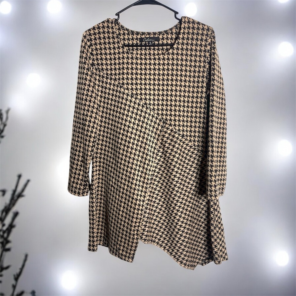 Calessa Elegant Classy Houndstooth Long Sleeve Tunic size S